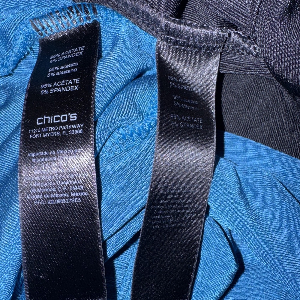 Set of 2 Chico's Travelers Pants Size 0/S Slinky Knit Travel Chic Teal & Black - Picture 6 of 7